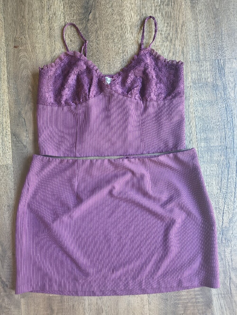 No Boundaries Purple Smocked Crop Top & Mini Skirt Set